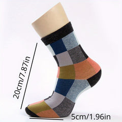 5 Pairs Plaid Crew Socks for Men