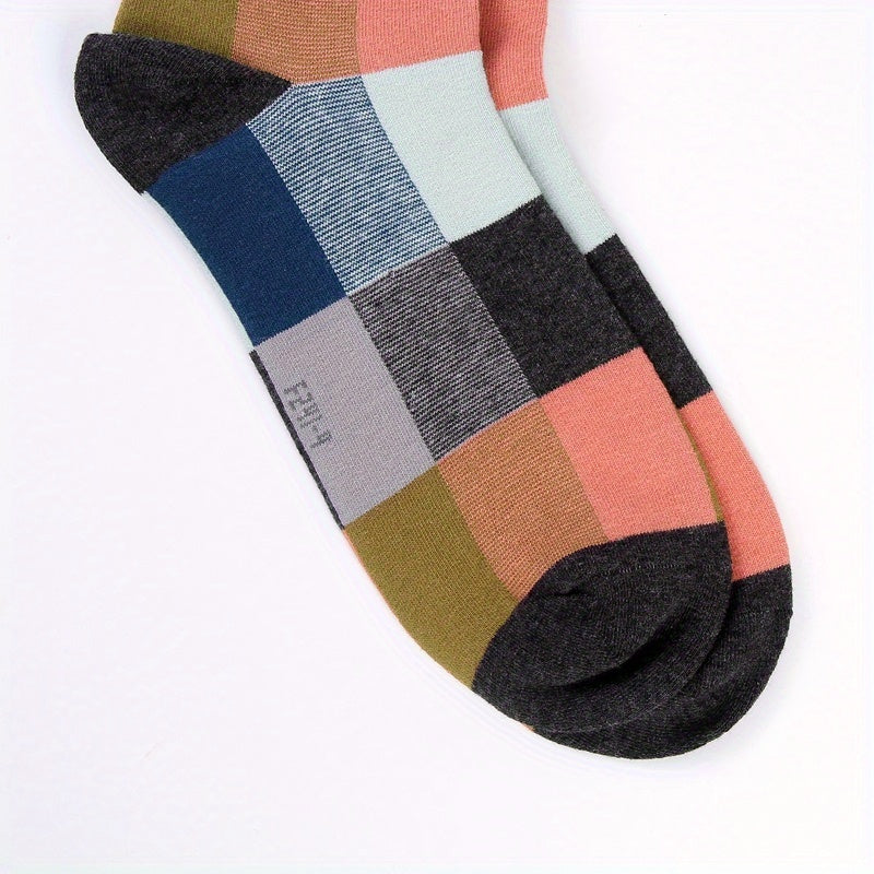 5 Pairs Plaid Crew Socks for Men
