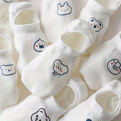 10 Pairs Cartoon Print Short Socks Soft & Lightweight Ankle Socks
