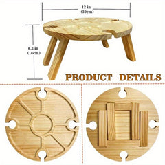 Folding Picnic Table with Wine Glass Holder and 2-in-1 Rack