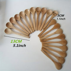 10pcs Wooden Long Handle Spoons for Home Coffee & Dishes