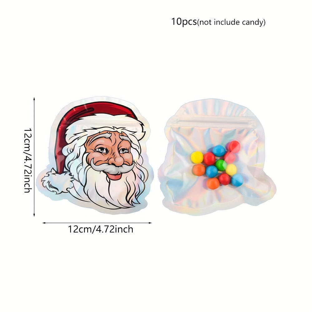 10pcs Santa Claus Ziplock Gift Bags Christmas Decorations