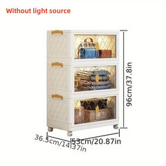 1pc Folding Storage Cabinet Household Foldable Storage Box With Wheels