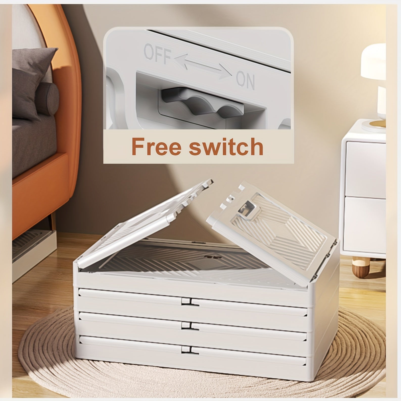 1pc Folding Storage Cabinet Household Foldable Storage Box With Wheels