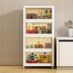1pc Folding Storage Cabinet Household Foldable Storage Box With Wheels