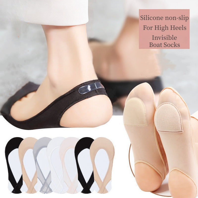 3 Pairs Backless Hollow Anti-skid Silicone Socks For High Heels
