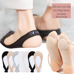 3 Pairs Backless Hollow Anti-skid Silicone Socks For High Heels