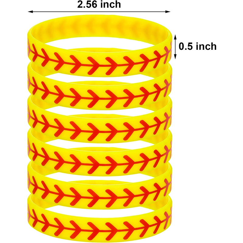 12 Pcs Softball Silicone Bracelet Sporty Rubber Bangle For Fans