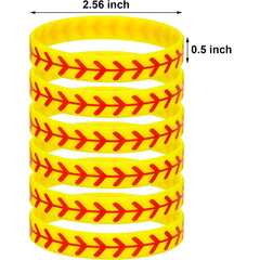 12 Pcs Softball Silicone Bracelet Sporty Rubber Bangle For Fans