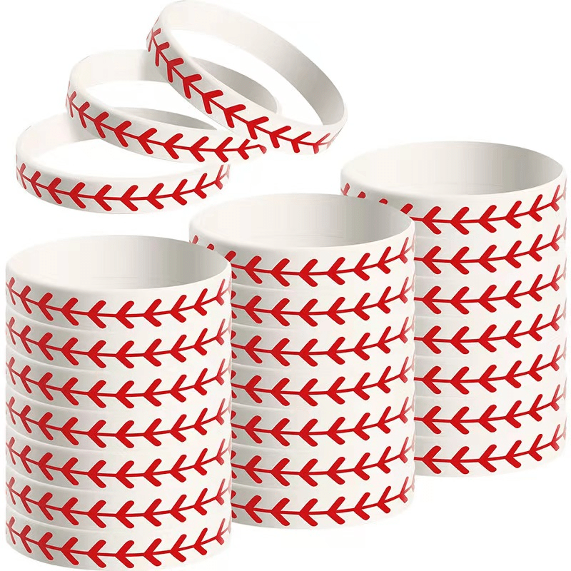 12 Pcs Softball Silicone Bracelet Sporty Rubber Bangle For Fans