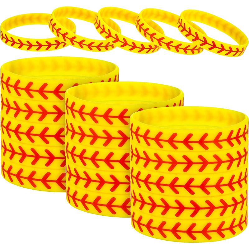 12 Pcs Softball Silicone Bracelet Sporty Rubber Bangle For Fans