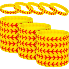 12 Pcs Softball Silicone Bracelet Sporty Rubber Bangle For Fans