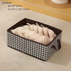 Large Houndstooth Foldable Storage Basket with Handles