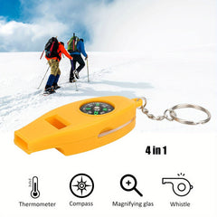 Emergency Survival Whistle with Compass Thermometer Magnifier