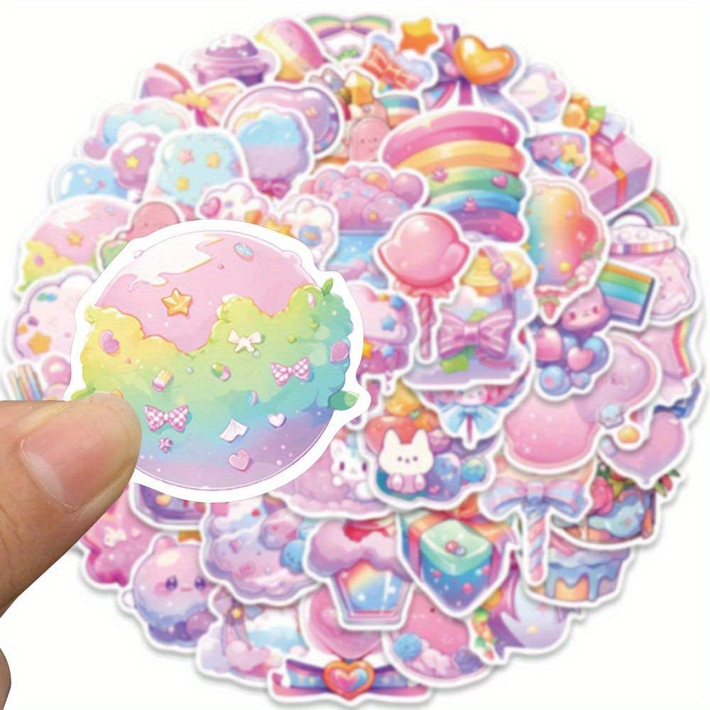 50pcs Pink Candy 3D VSCO Sticker Pack Waterproof Reusable Cartoon Decals