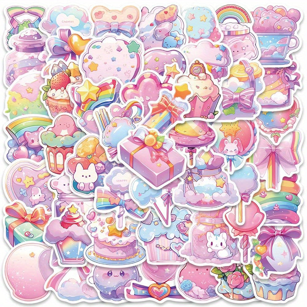 50pcs Pink Candy 3D VSCO Sticker Pack Waterproof Reusable Cartoon Decals