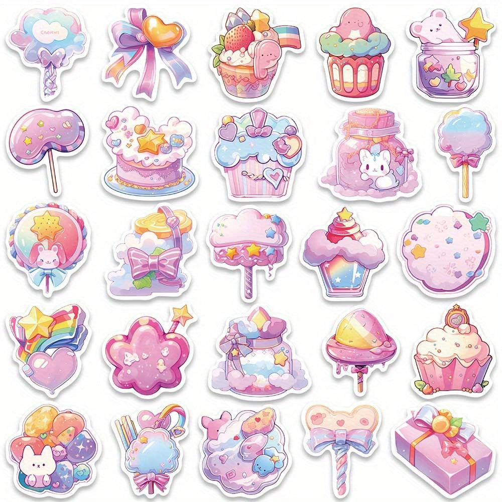 50pcs Pink Candy 3D VSCO Sticker Pack Waterproof Reusable Cartoon Decals