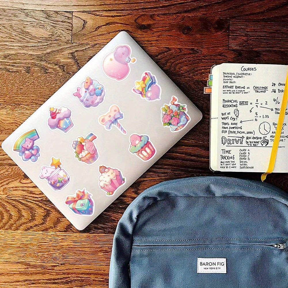 50pcs Pink Candy 3D VSCO Sticker Pack Waterproof Reusable Cartoon Decals