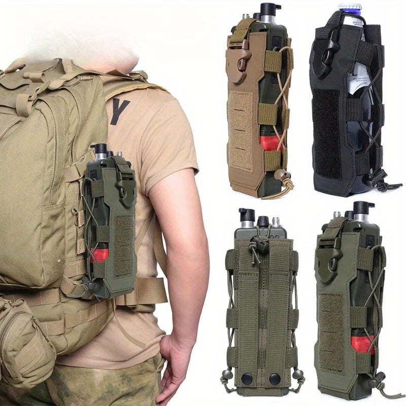 Molle Water Bottle Pouch Bag Travel Hiking Outdoor Drawstring Holder Carrier