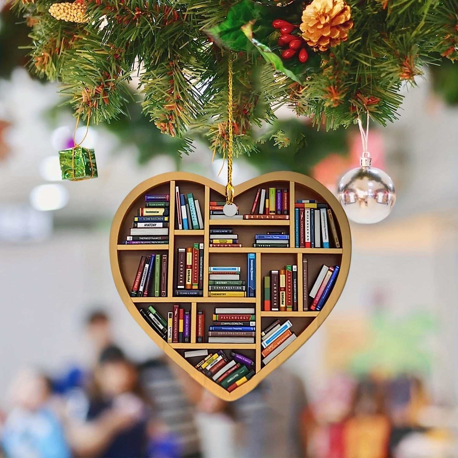 Heart Bookshelf Pendant Hanging Acrylic Ornament