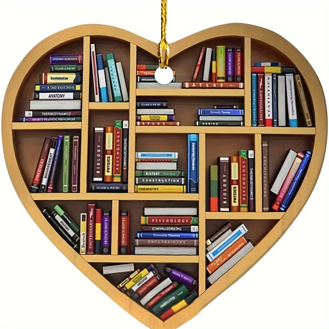 Heart Bookshelf Pendant Hanging Acrylic Ornament