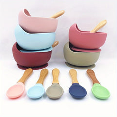 2pcs Silicone Bowls Spoon Set Portable Food Plates Outdoor Camping
