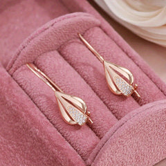 Water Drop Golden Dangle Earrings Zircon Wedding Jewelry Vintage Long Earrings