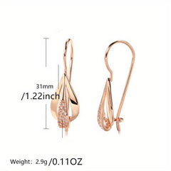 Water Drop Golden Dangle Earrings Zircon Wedding Jewelry Vintage Long Earrings