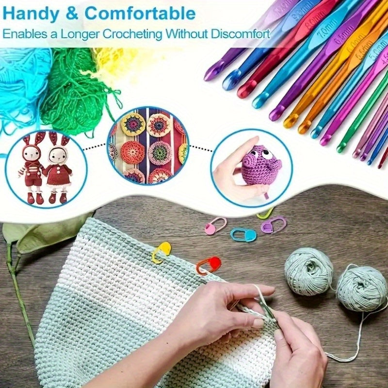 8pcs Colorful Aluminum Crochet Hook Set