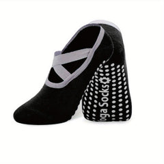 Women's Non-Slip Yoga Socks with Cross Strap and Extra Grips