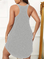 Plus Size Nightdress: Rugby & Art Letter Print Racer Back