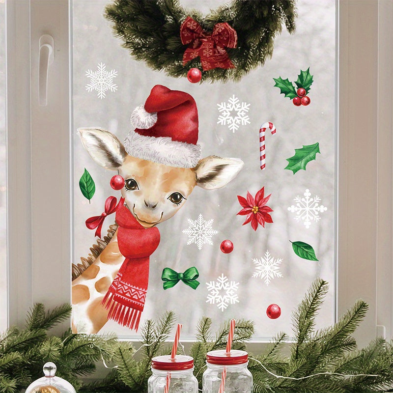 Christmas Giraffe Snowflake Stickers Home And Office Decor