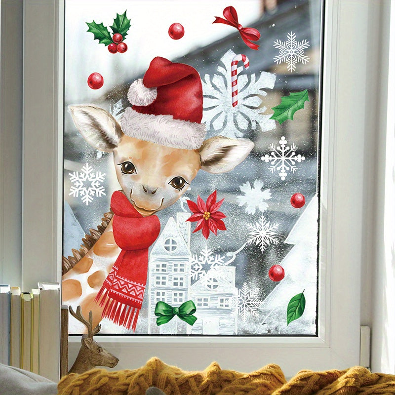 Christmas Giraffe Snowflake Stickers Home And Office Decor