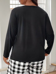  Casual Sleepwear Top Women's Plus Mouse & Letter Print Long Sleeve