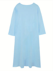  Maple Leaf & Letter Print Long Sleeve Sleep Dress