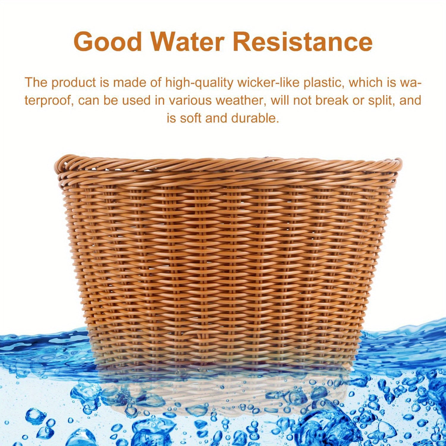 Woven Bike Basket D Shaped Front Basket With 2 Leather Straps