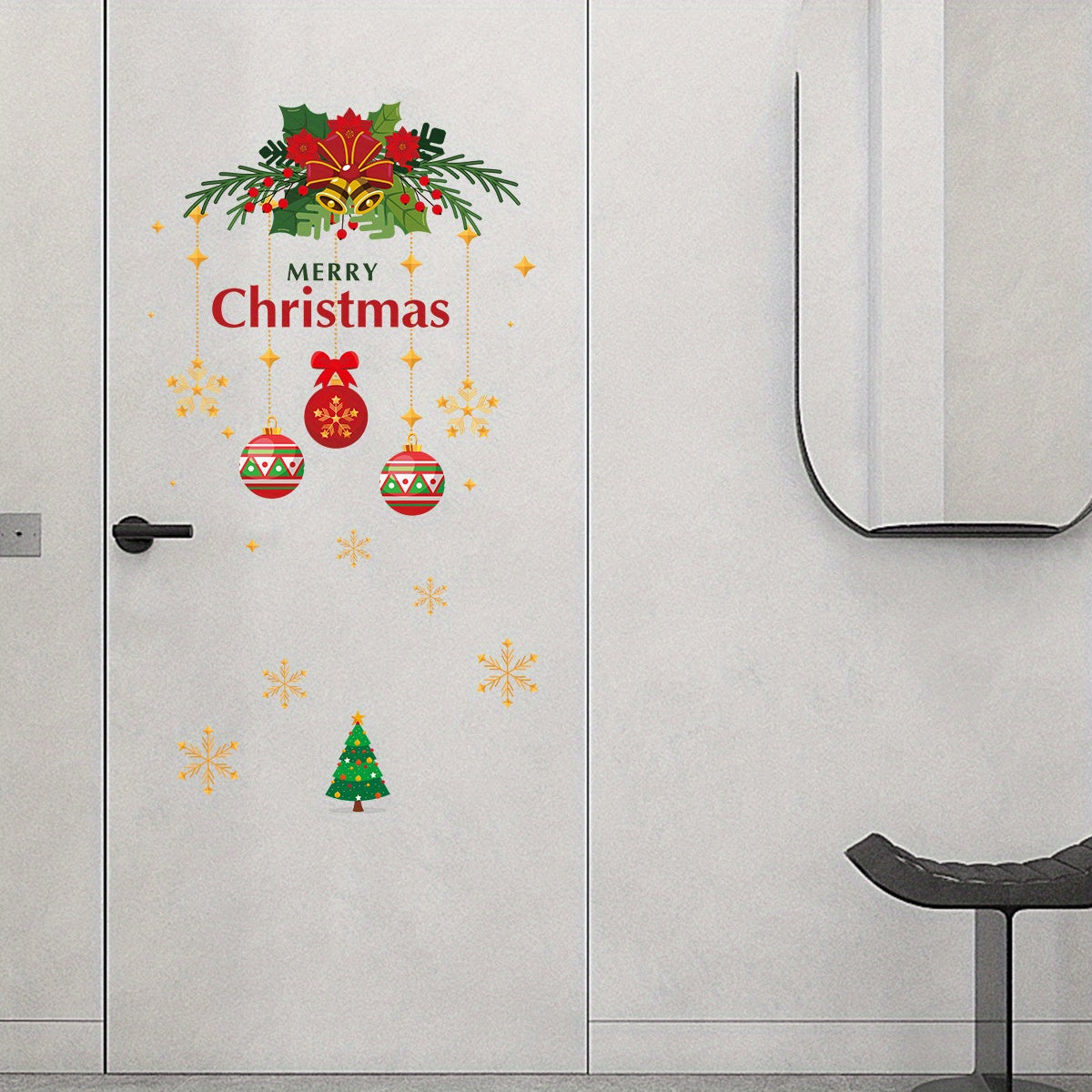 Christmas Door Window Decoration Stickers Festive Party Decorative Wall Stickers