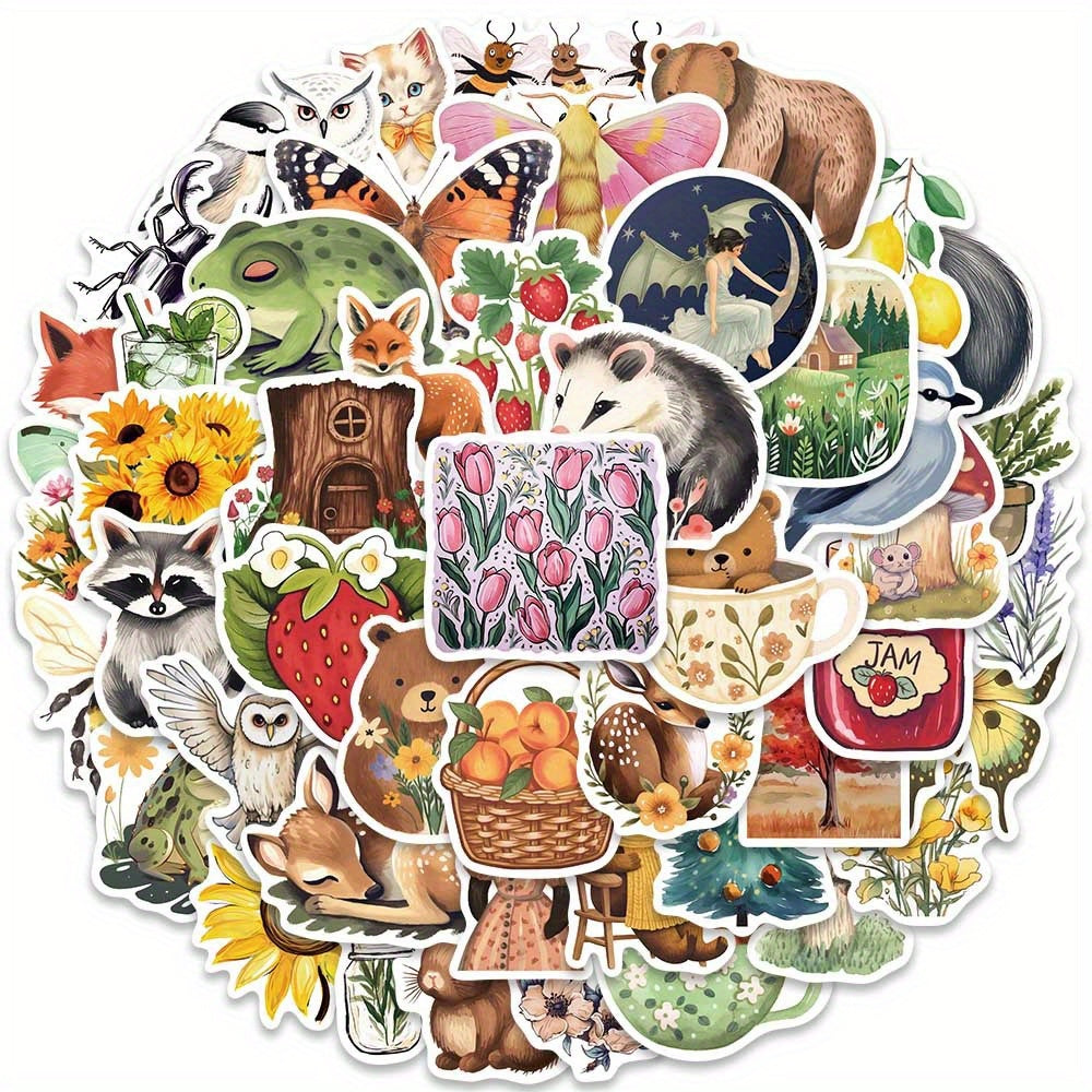 50pcs Magic Forest Animal Stickers for DIY Decals