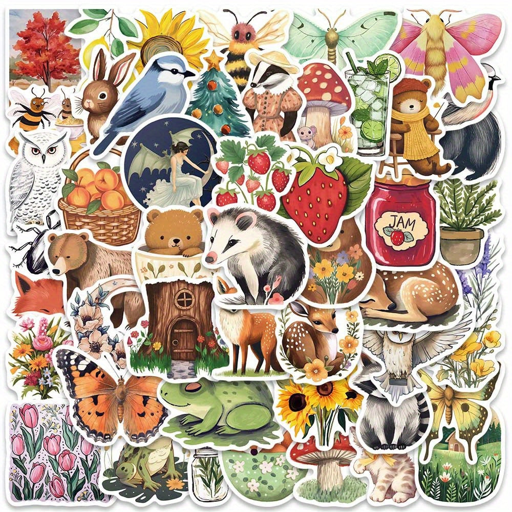 50pcs Magic Forest Animal Stickers for DIY Decals