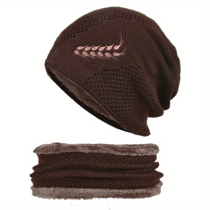 Winter Beanie Hat & Scarf Set for Men Warm Knitted Hat