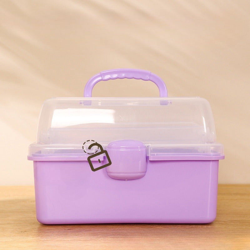 Three Layer Folding Organizer Box Portable Pill Stationery Storage Box