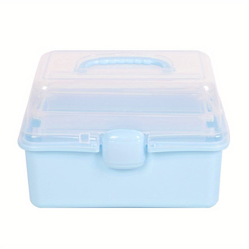 Three Layer Folding Organizer Box Portable Pill Stationery Storage Box