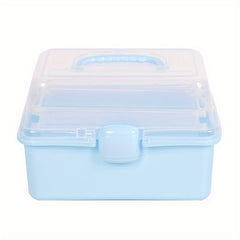 Three Layer Folding Organizer Box Portable Pill Stationery Storage Box