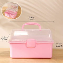 Three Layer Folding Organizer Box Portable Pill Stationery Storage Box