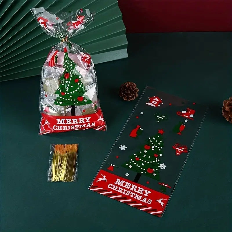 50pcs Christmas Party Candy Bags with Ties