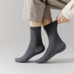 5 Pairs Men's Bamboo Fiber Crew Socks Comfortable All Seasons Casual Socks