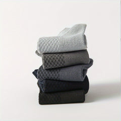 5 Pairs Men's Bamboo Fiber Crew Socks Comfortable All Seasons Casual Socks