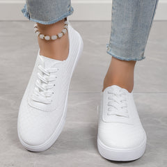 Women's Lace Up Sneakers Low Top Flat Skate Shoes Non Slip Student Shoes