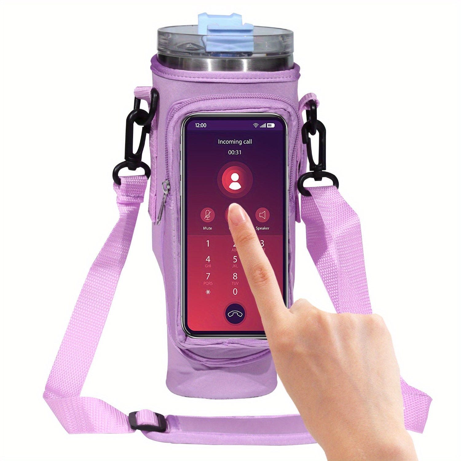 Water Cup Cover w/ Transparent Touch Screen Pocket & Strap for 1200ml 40oz Cup