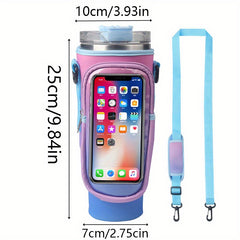 Water Cup Cover w/ Transparent Touch Screen Pocket & Strap for 1200ml 40oz Cup